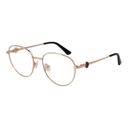 Alt Tag: Guess Rose Gold Metal Glasses (Frames) for women with demo lenses, full-rim, and stylish panto design.