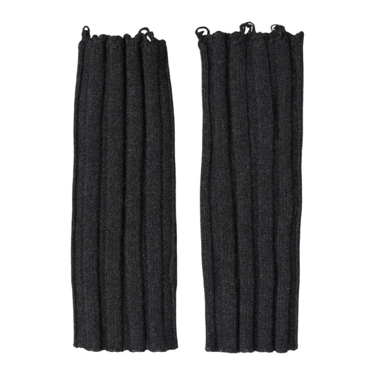 Dolce & Gabbana Black Virgin Wool Knitted Fingerless Gloves