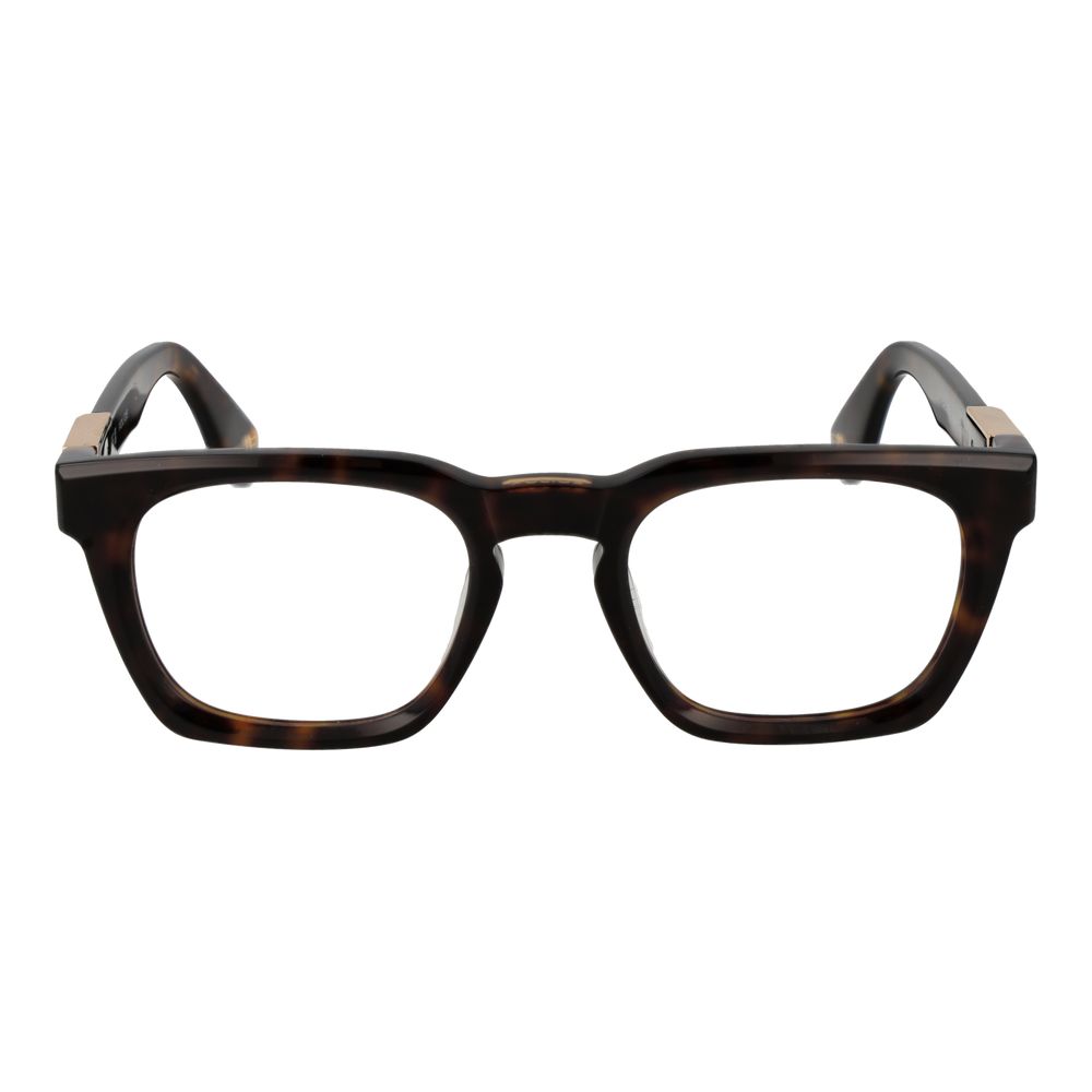 Police Brown Cellulose Acetate Glasses (Frames) for men with full-rim square style and demo lenses in brown frame.