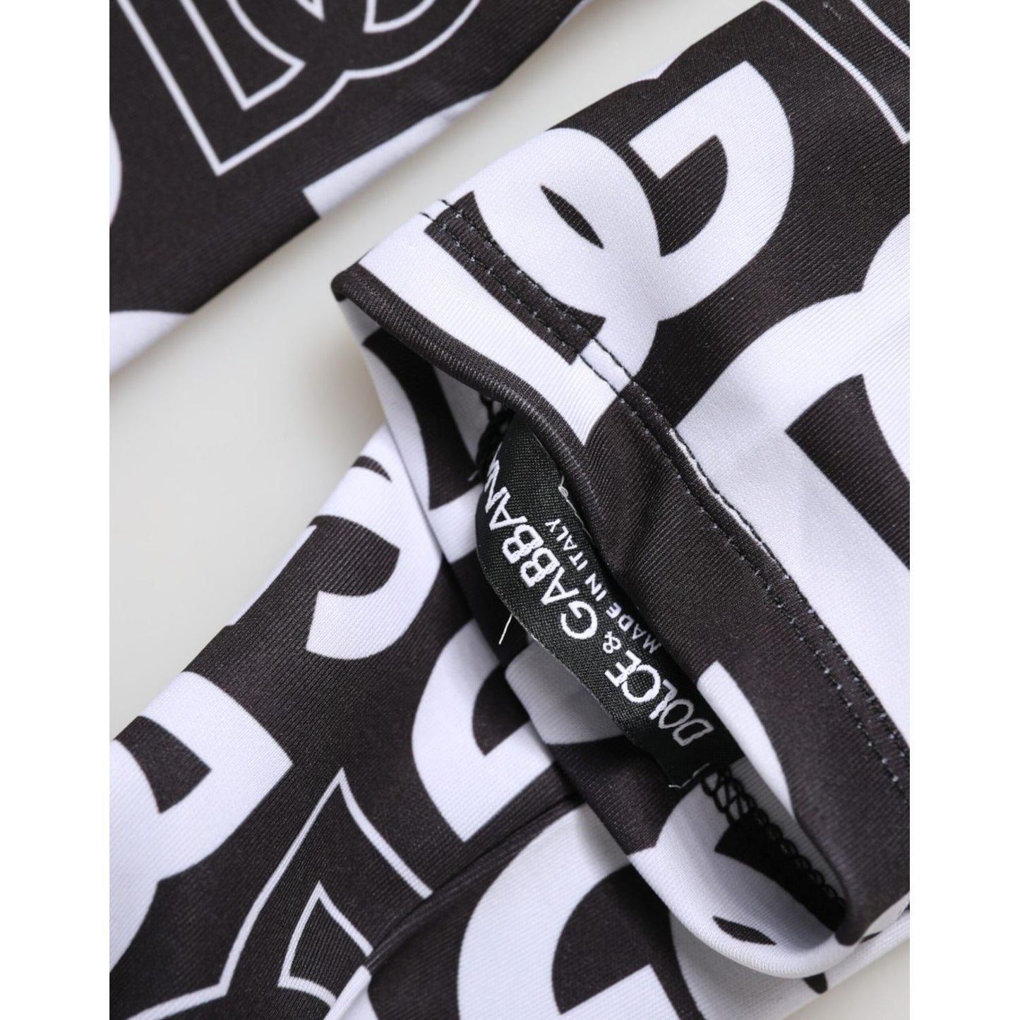 Dolce & Gabbana Black White DG Logo Elbow Length Mitten Gloves