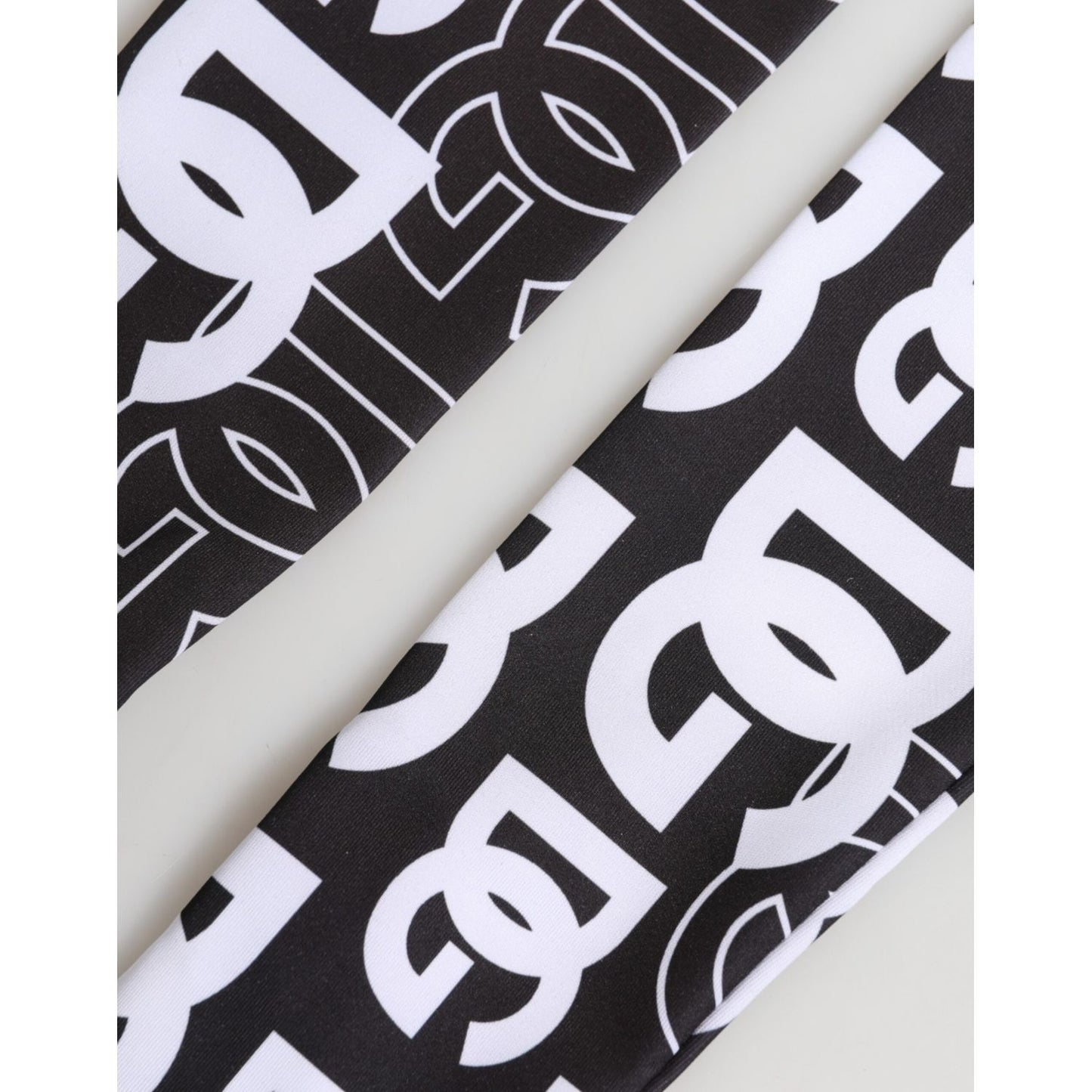 Dolce & Gabbana Black White DG Logo Elbow Length Mitten Gloves