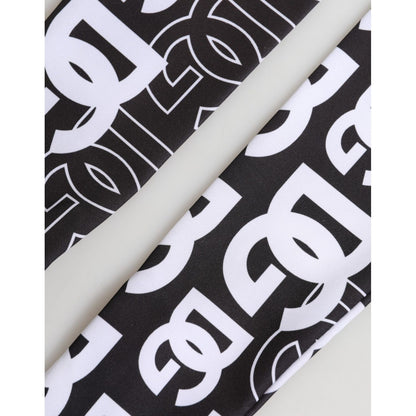 Dolce & Gabbana Black White DG Logo Elbow Length Mitten Gloves