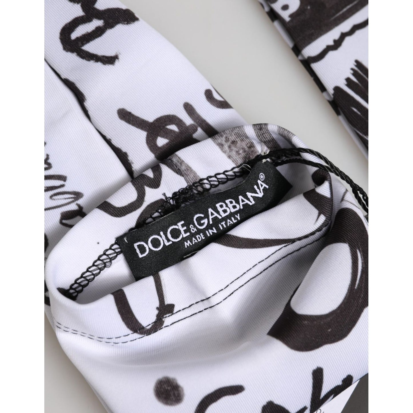 Dolce & Gabbana Black White DG Logo Elbow Length Mitten Gloves