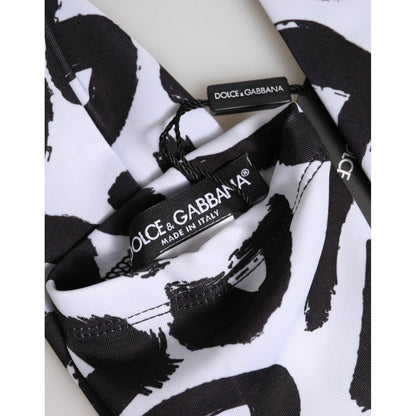 Dolce & Gabbana Black White DG Logo Elbow Length Mitten Gloves