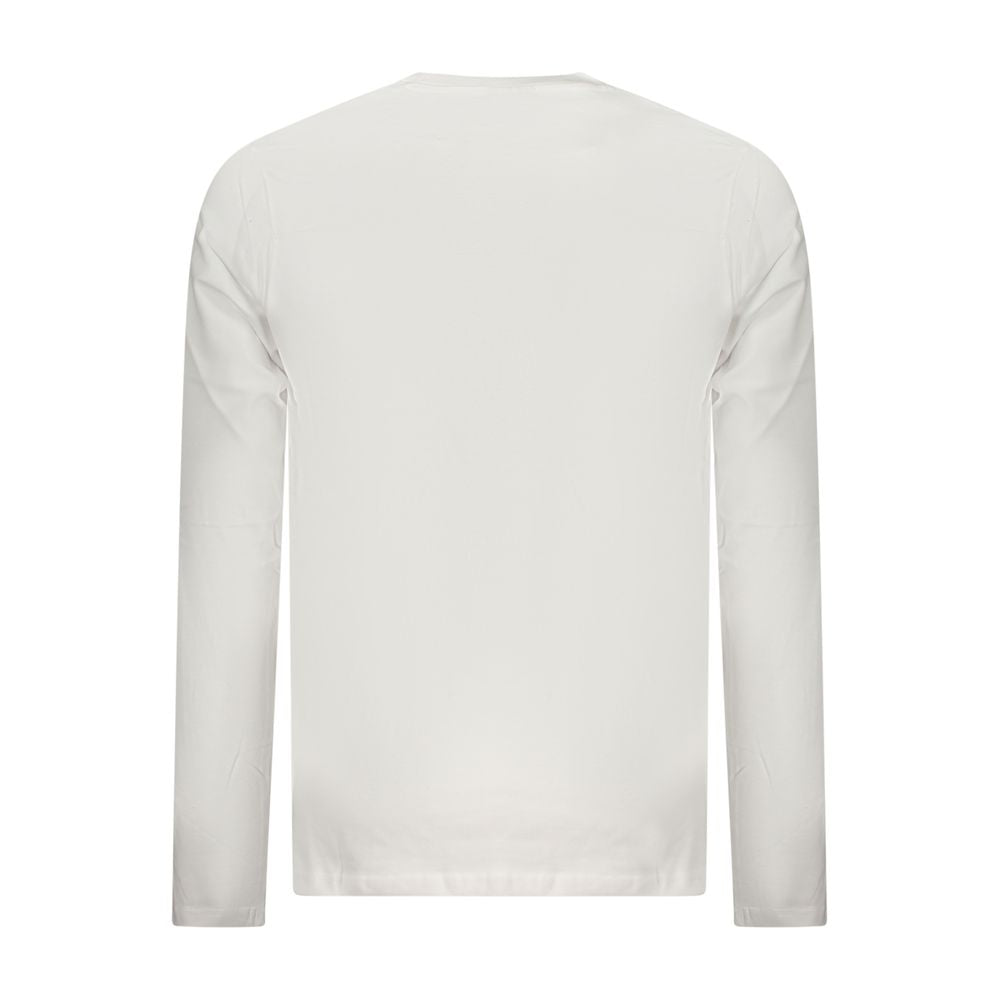 Norway 1963 White Cotton Men T-Shirt back view showcasing long sleeves and crew-neck design, highlighting elegance and minimalism.