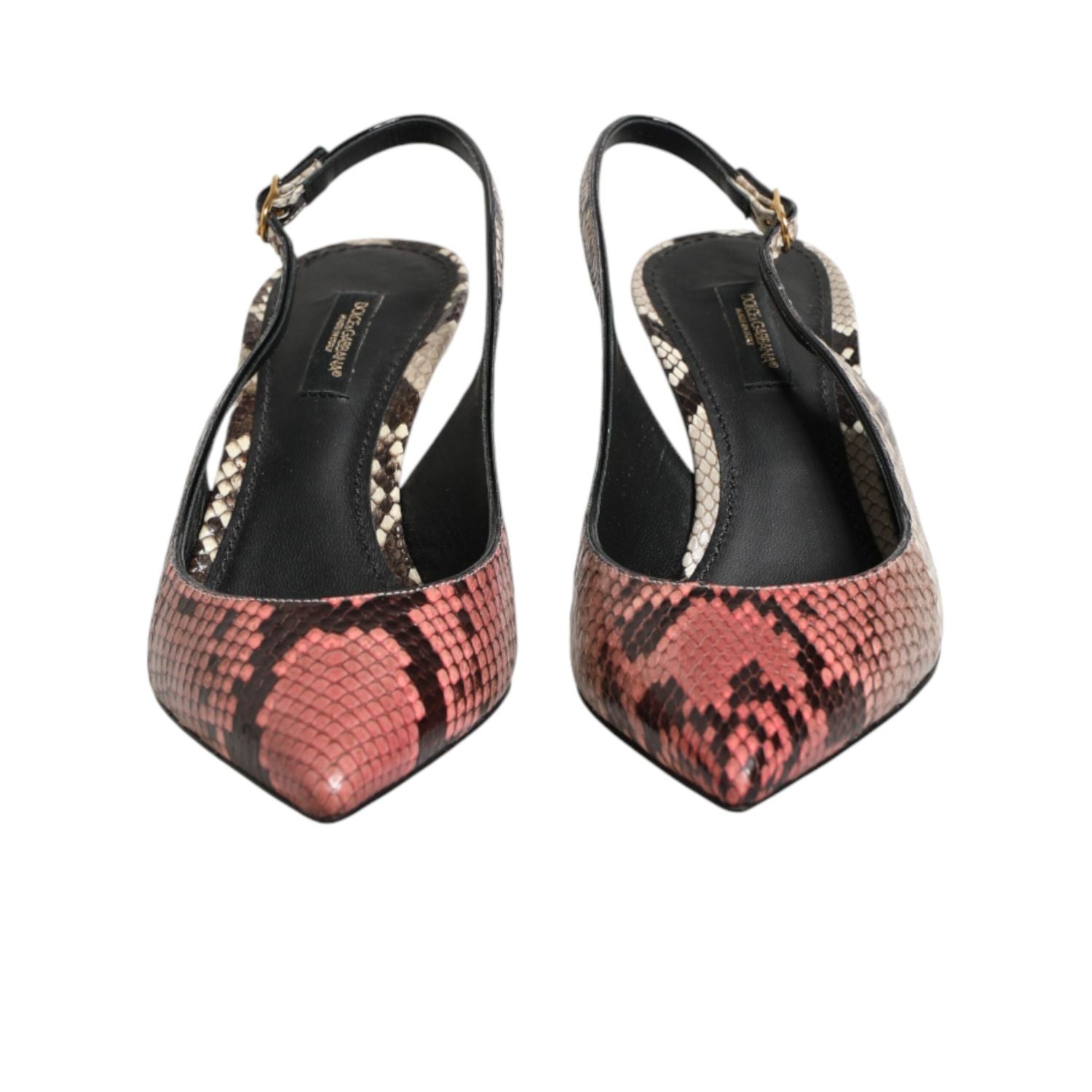 Dolce & Gabbana Multicolor Leather Heels Slingback  Shoes