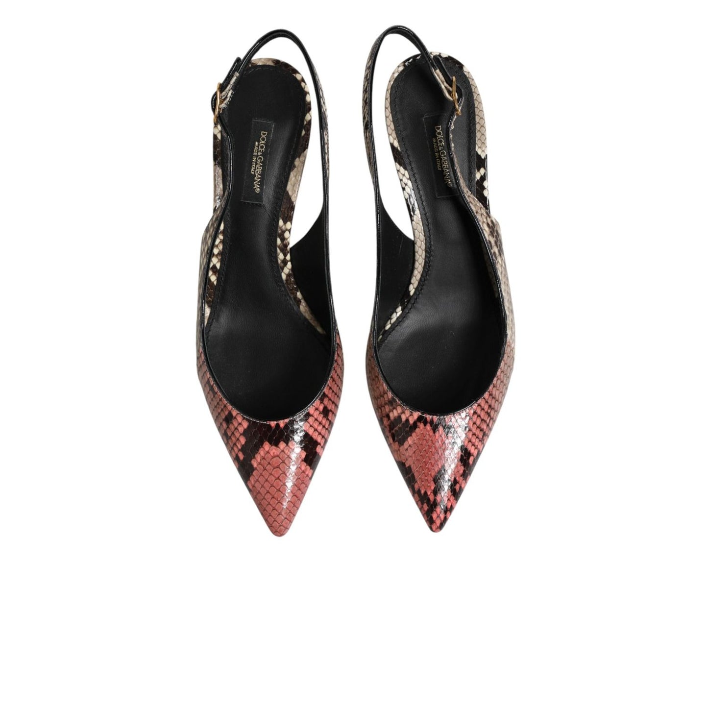 Dolce & Gabbana Multicolor Leather Heels Slingback Shoes
