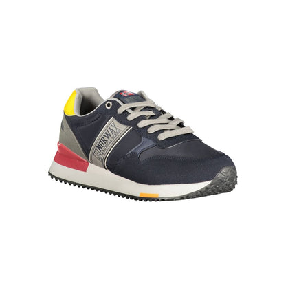 Norway 1963 Blue Polyester Men Sneaker featuring bold color accents and modern design for stylish comfort.