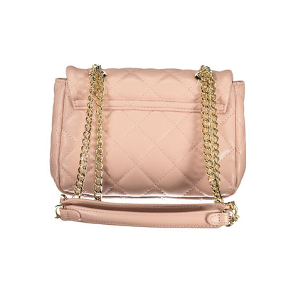 Mario Valentino Pink Polyethylene Women Handbag with chain shoulder strap and quilted design.
