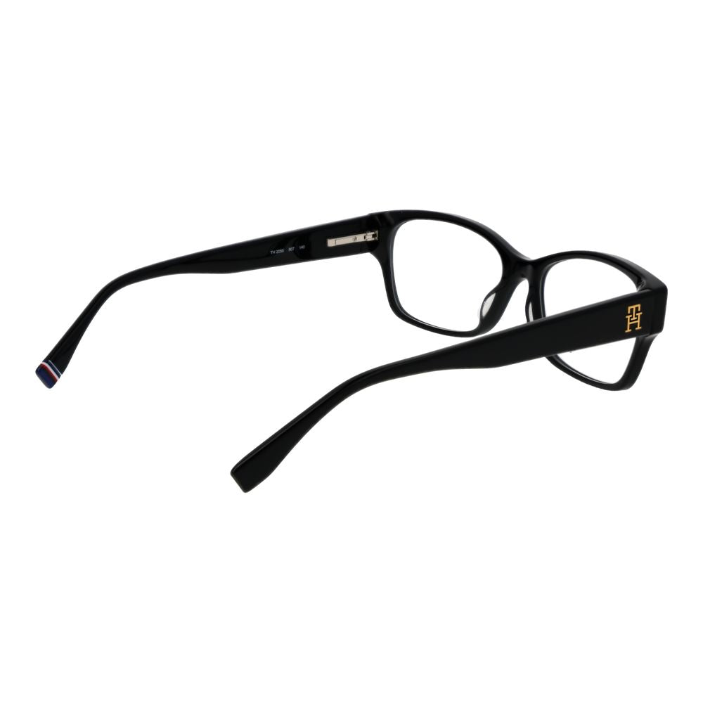 Tommy Hilfiger Black Acetate Glasses (Frames) for Women, full-rim style, rectangle shape, spring hinge, size 54-0-140, branded case included.