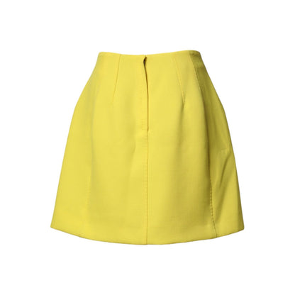 Dolce & Gabbana Yellow Wool Buttoned High Waist Mini Skirt
