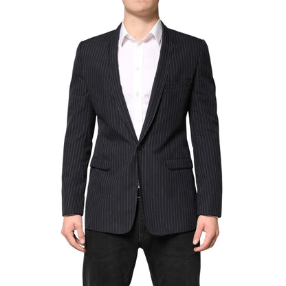 Dolce & Gabbana Black Stripes 1 Button Suit Jacket Blazer