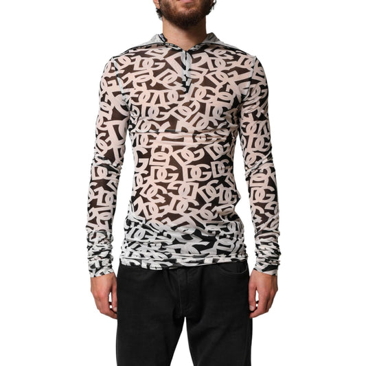 Dolce & Gabbana White DG Logo Long Sleeves Turtleneck Top