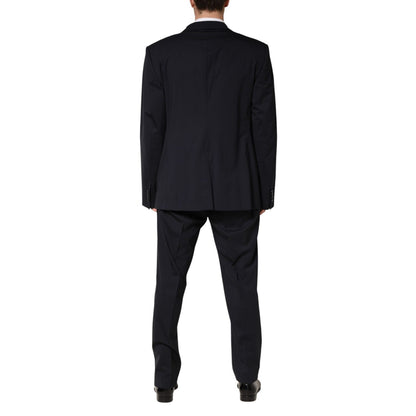 Dolce & Gabbana Blue Wool Double Breasted 2 Piece Men Suit