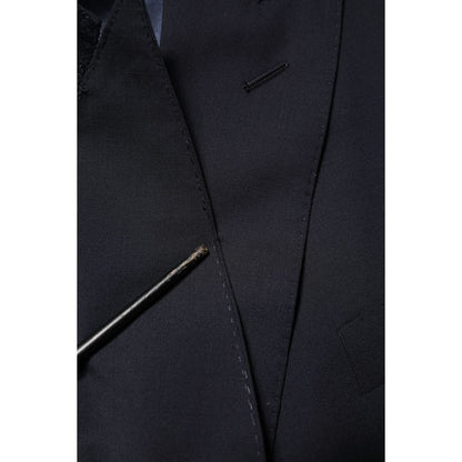 Dolce & Gabbana Blue Wool Double Breasted 2 Piece Men Suit