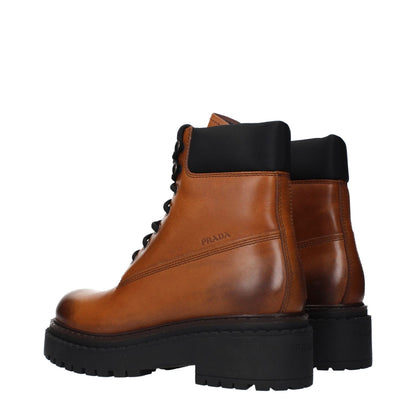 Prada Brown Leather Ankle Boots