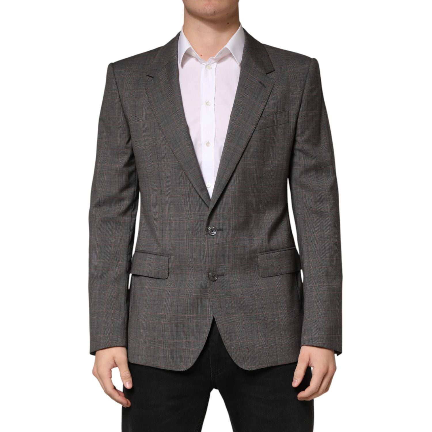Dolce & Gabbana Gray Wool Single Breasted 2 Button Blazer