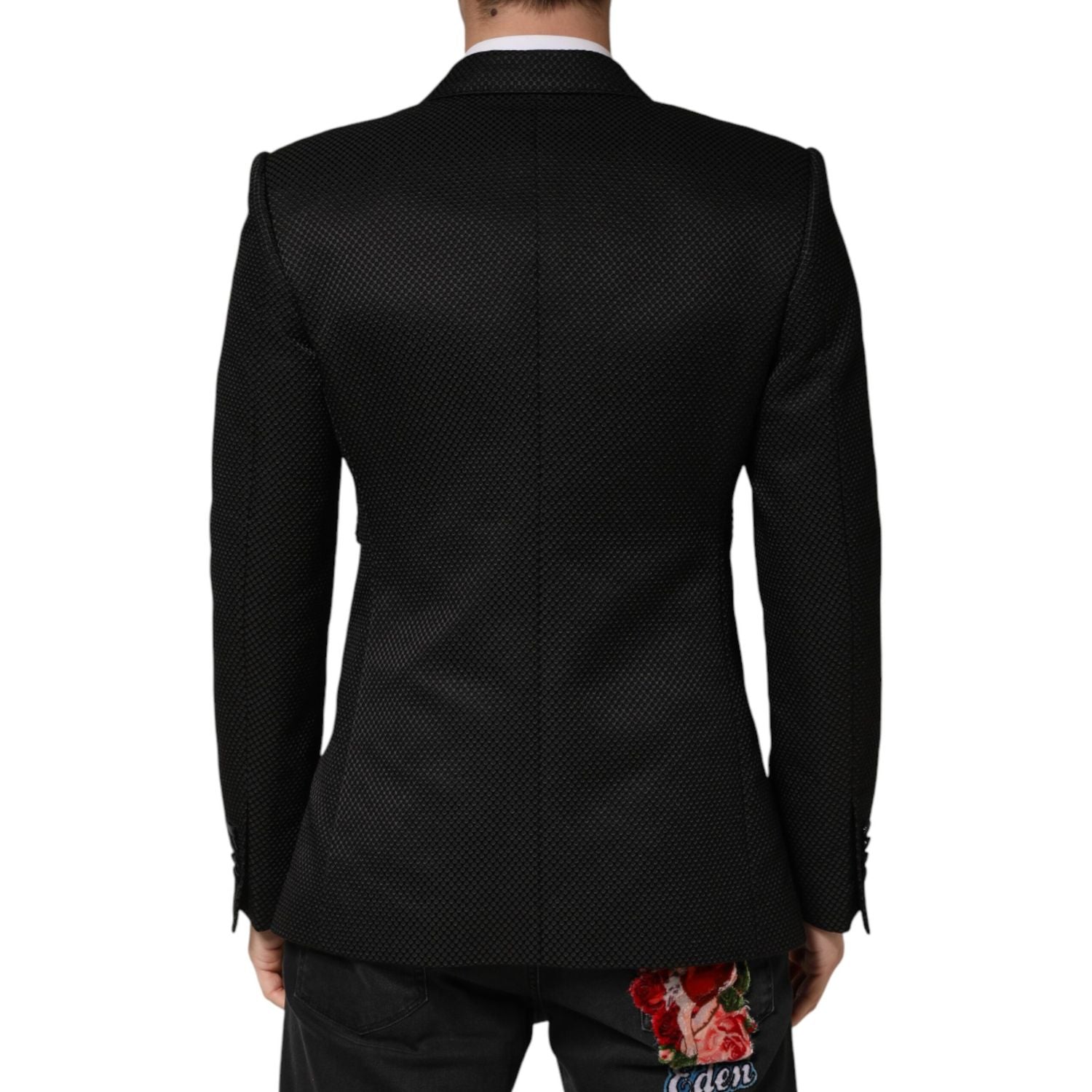 Dolce & Gabbana Black Cotton Double Breasted 2 Button Blazer