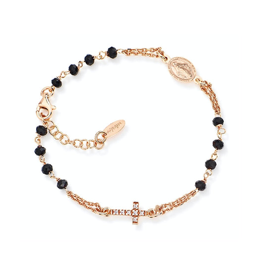 AMEN JEWELRY Mod. BRORNZ3 silver 925 Italy bracelet with cross design in official box