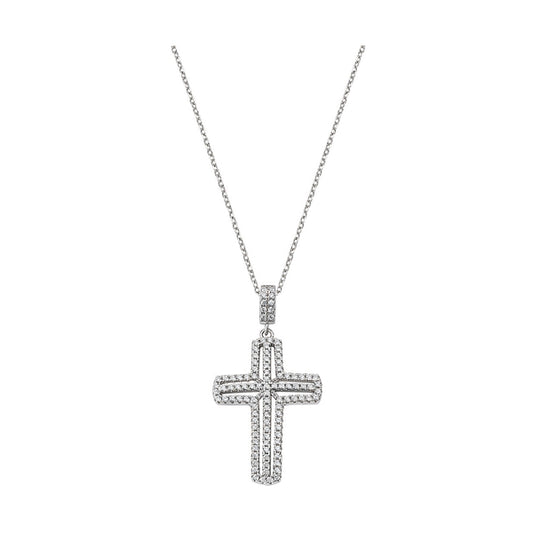 AMEN JEWELRY Mod. CLCRVBBZ silver cross pendant necklace