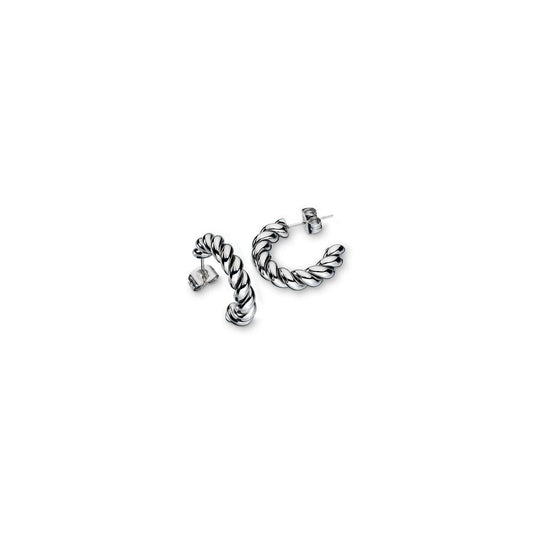Silver twisted earrings by AN JEWELS JEWELRY Mod. AAC.E05S with post back closure.