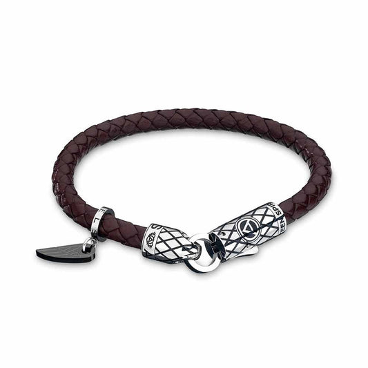 AN JEWELS JEWELRY Mod. AA.P252BR brown braided bracelet with silver clasp