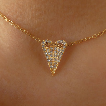 AN JEWELS JEWELRY Mod. AL.NMOH24CZ gold necklace with diamond heart pendant