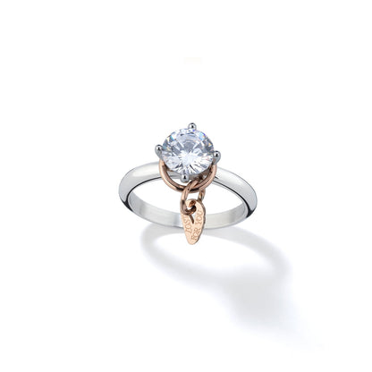 AN JEWELS JEWELRY Mod. AL.RLFY01-9 elegant diamond ring with rose gold accent