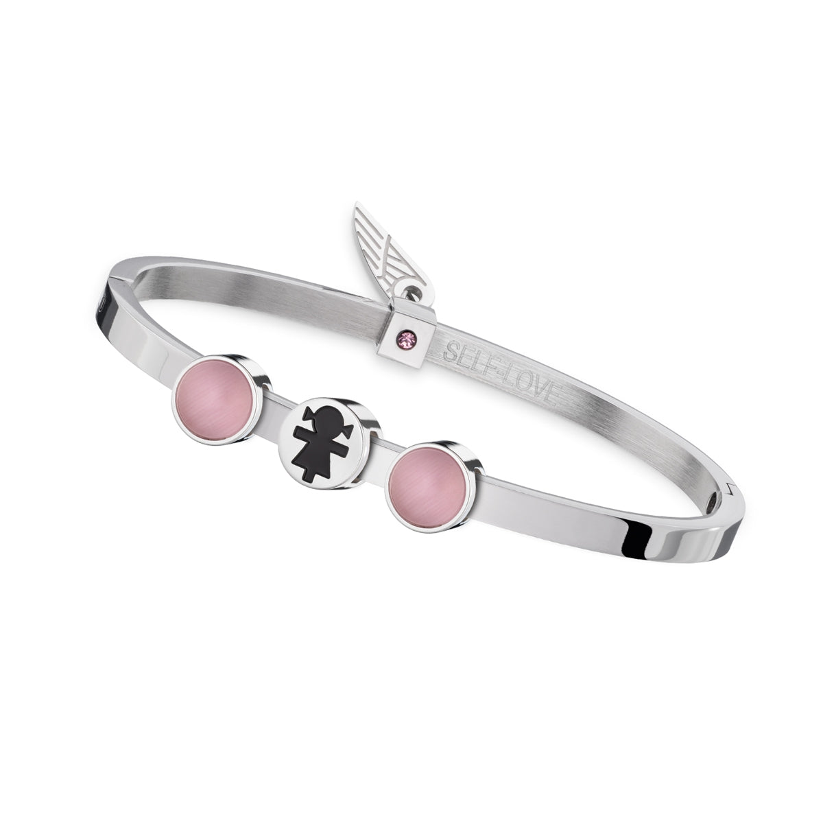 AN JEWELS JEWELRY Mod. ANPULSEIRALI21 silver bracelet with pink accents and wing detail