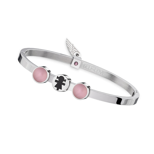 AN JEWELS JEWELRY Mod. ANPULSEIRALI21 silver bracelet with pink accents and wing detail