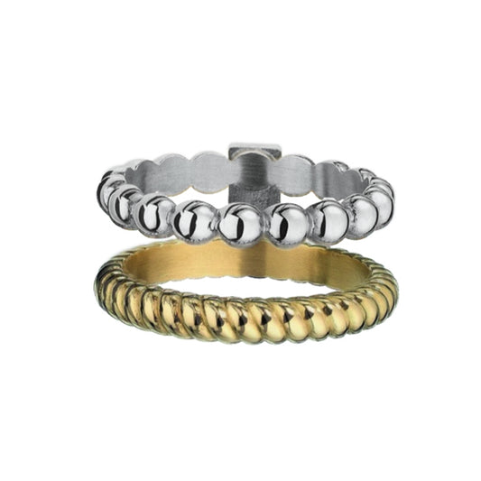 AN JEWELS JEWELRY Mod. AR.R2NS04SY-8 silver and gold rings set