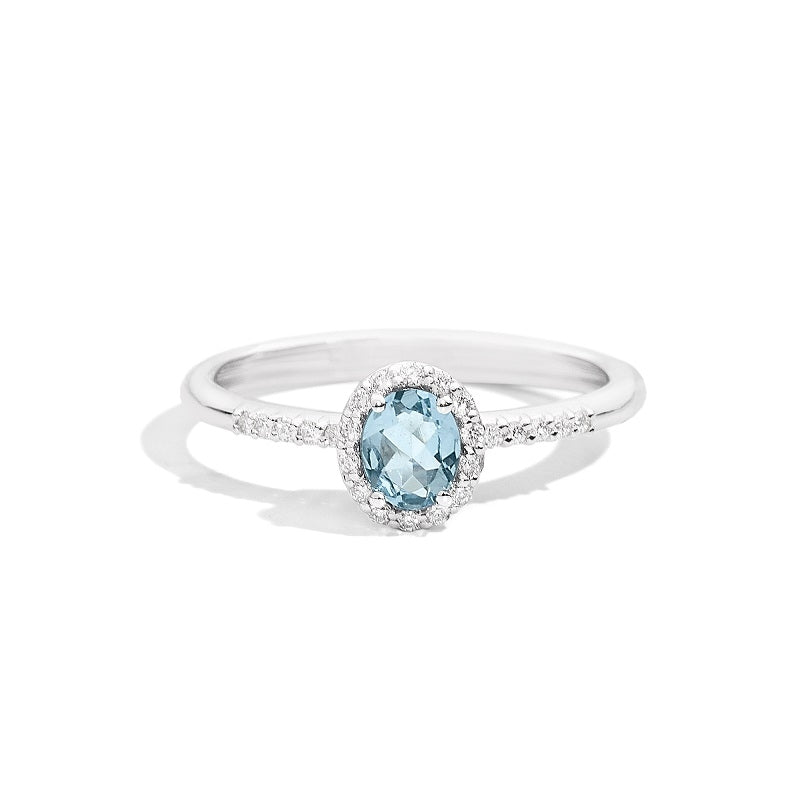 ANELLI RECARLO MOD. R33CG251_AQ featuring a sparkling aquamarine center stone with diamond accents on a sleek band.