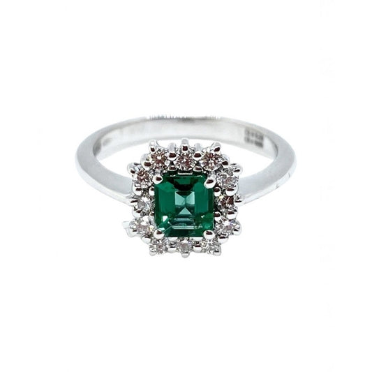 Elegant ANELLI RECARLO MOD. R79CC057_SM045-14 with emerald gemstone and diamond accents on a silver band.