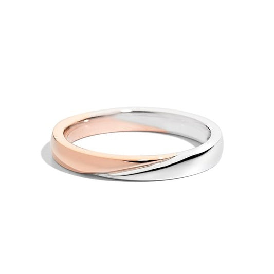 Alt Tag: Elegant dual-tone band ring named ANELLI RECARLO MOD. W14FD004_BRH-21, featuring sleek rose and silver interwoven design.