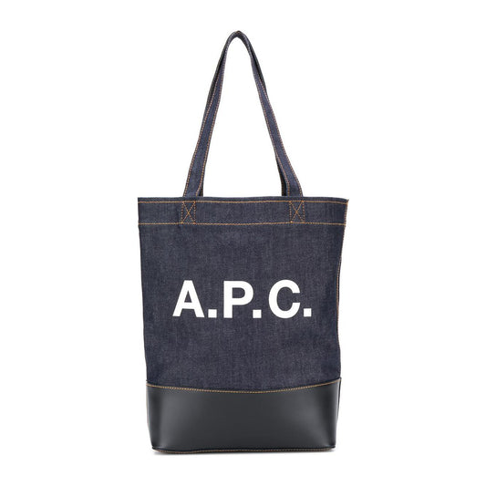 A.P.C. logo print denim tote