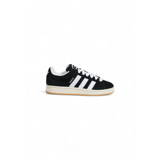 Adidas Black Suede Leather Sneaker with iconic three stripes, perfect for casual or sporty looks, style CAMPUS HQ8708.