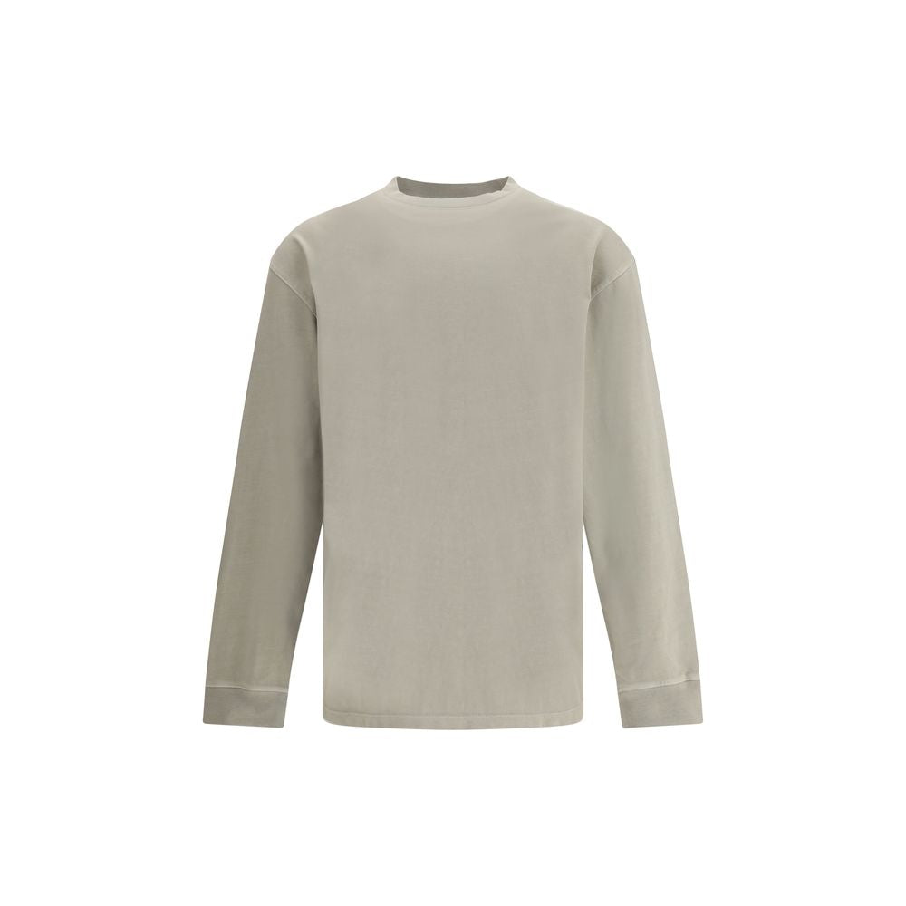 Agolde Beige Cotton Sportswear long sleeve t-shirt with ribbed crew neck and elasticized cuffs for casual refined look.