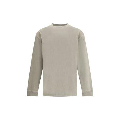 Agolde Beige Cotton Sportswear long sleeve t-shirt with ribbed crew neck and elasticized cuffs for casual refined look.