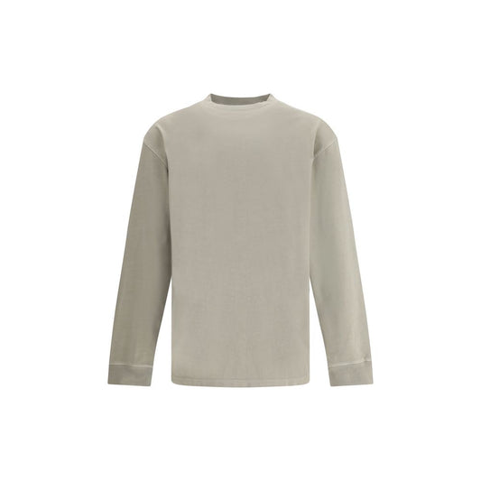 Agolde Beige Cotton Sportswear long sleeve t-shirt with ribbed crew neck and elasticized cuffs for casual refined look.