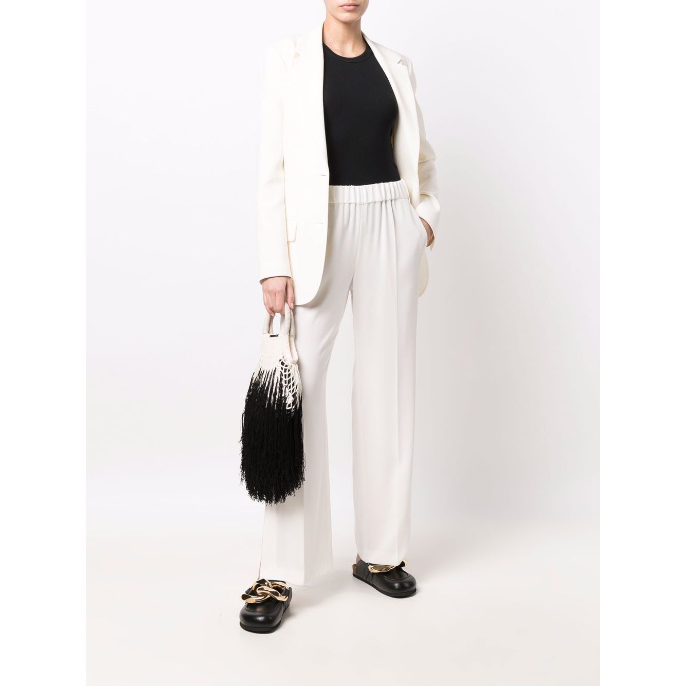 Alberto Biani White Cady Elasticated Trousers Trousers