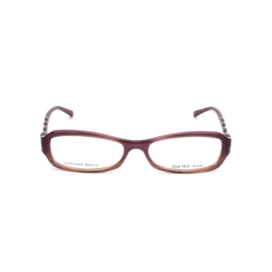 Alexander McQueen Purple Acetate Frames for women, front view with lens dimensions 52/15/135 mm, luxurious eyewear in purple acetate.