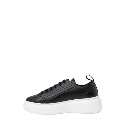 Armani Exchange Black Artificial Leather Low Top Sneakers women's eco-leather shoe with rubber sole, stylish minimal design
