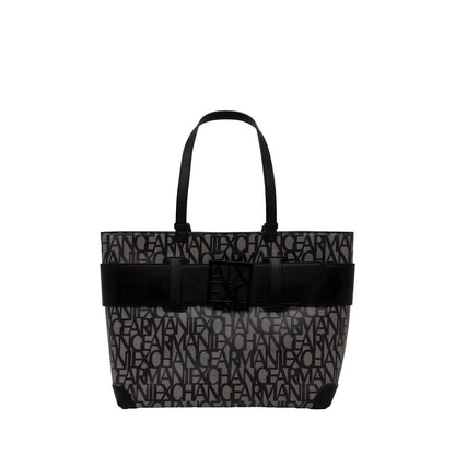 Armani Exchange Black Polyethylene Handbag with logo print and decorative buckle.