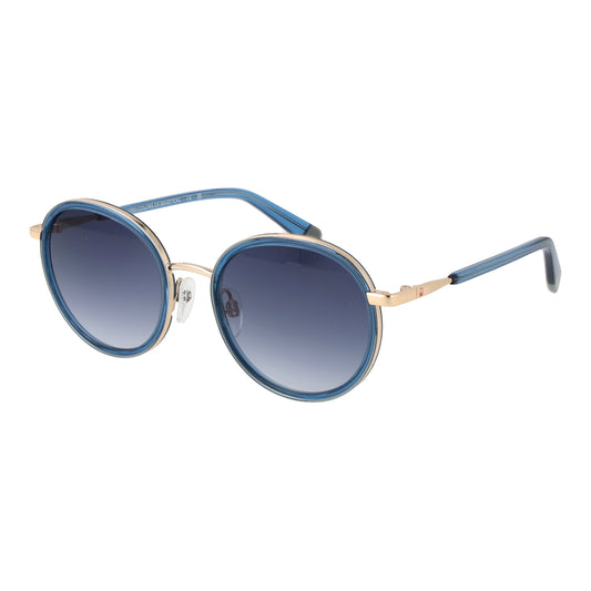 BENETTON MOD. BE7048 52285 sunglasses, stylish lady's eyewear, blue round frames with gradient lenses, fashion accessory.