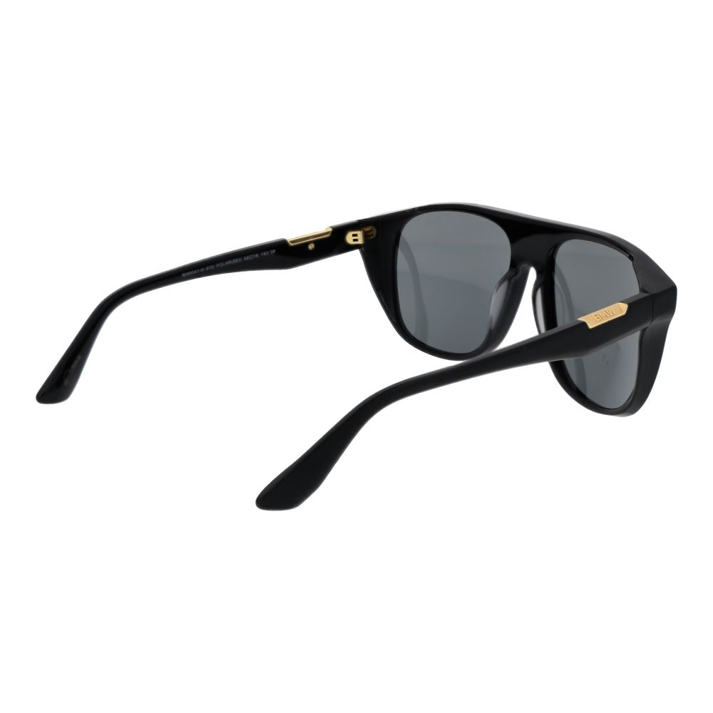 BMW Black Men Sunglass with black acetate frame and grey polarized mirrored lenses offering 100% UVA & UVB protection.