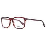 BMW Red Men Glasses Frame, full-rim plastic rectangle in red, size 55-16-145, includes branded case, demo lenses.