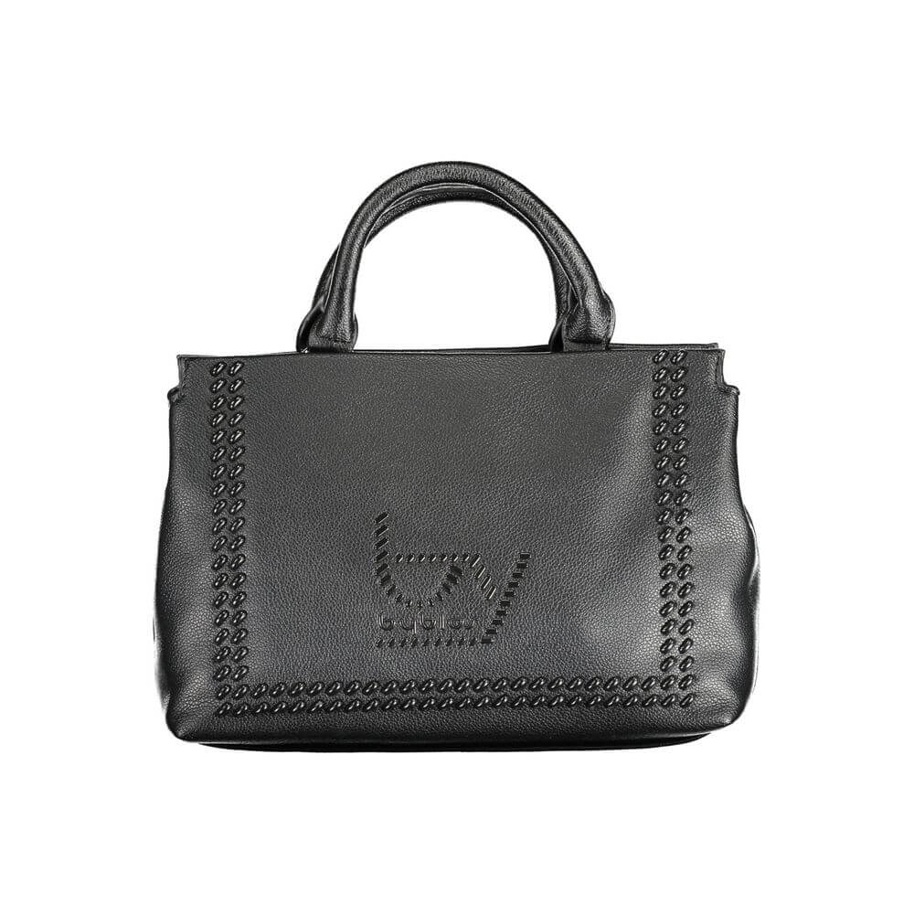 BYBLOS Black Polyethylene Handbag with handles, adjustable strap, 2 compartments, inside pocket, document holder, contrasting details.