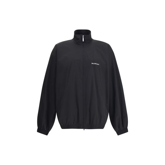 Balenciaga Black Polyester Shell Jacket with high collar and zipper closure