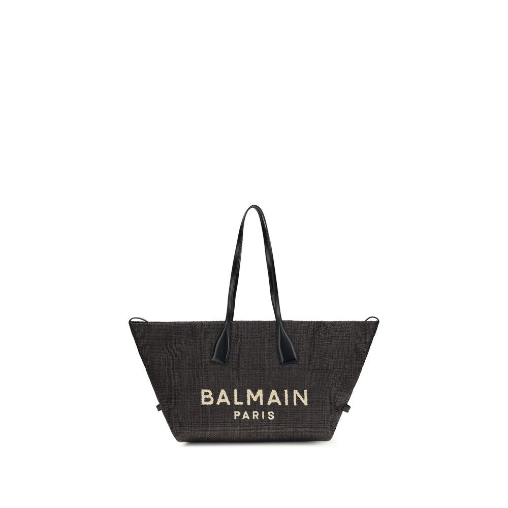 Balmain Black Raffia Shoulder Bag
