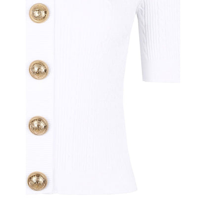 Balmain Ribbed buttoned top